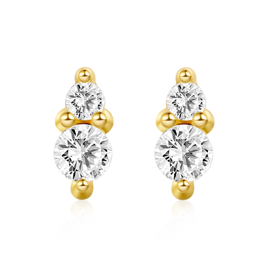 Gnoce Two Round Stone Stud Earrings_1