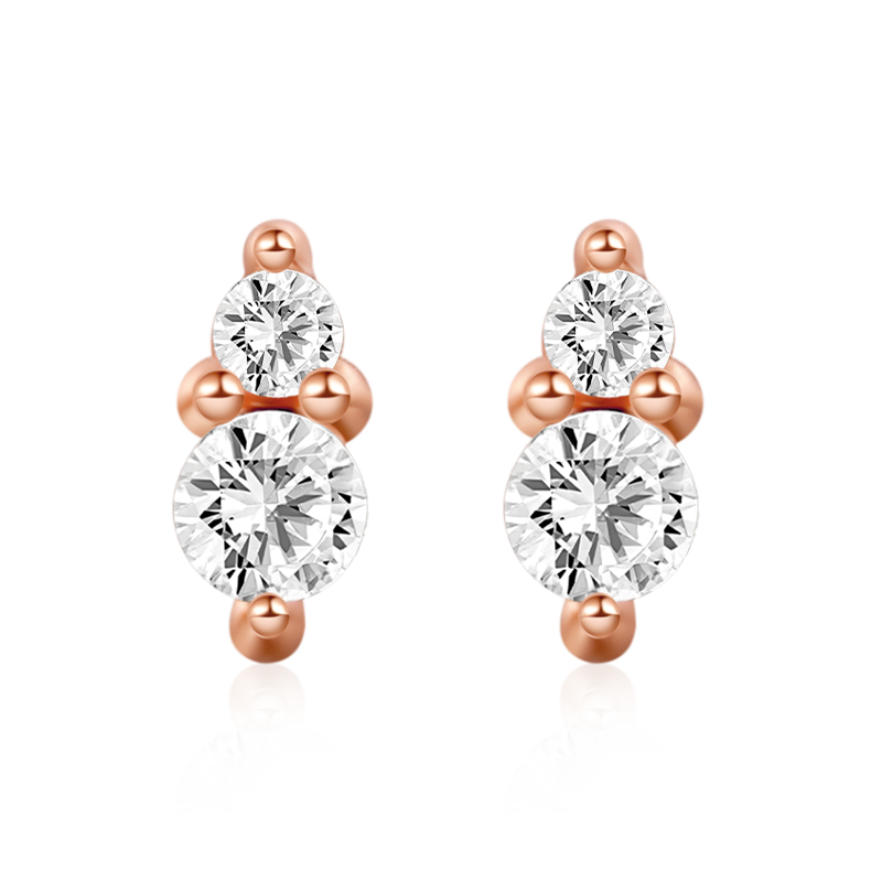 Gnoce Two Round Stone Stud Earrings_3