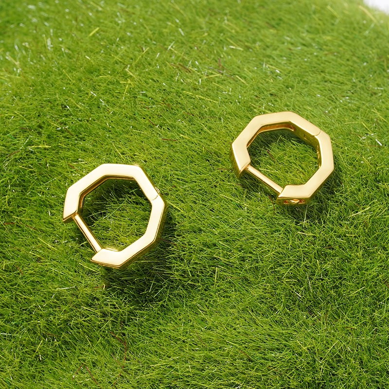 Gnoce Hexagon Geometric Hoop Earrings_3