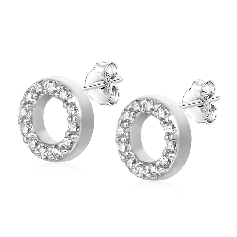 Gnoce Mini Pave Disc Stud Earrings_4