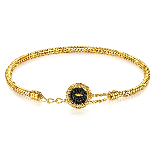 Gnoce Black Button Basic Snake Chain Bracelet_1