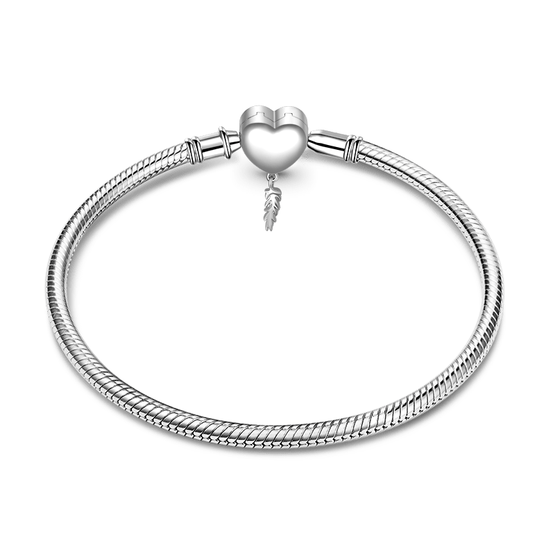 Gnoce Heart Lock with Feather Basic Snake Chain Bracelet_2