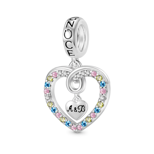 Gnoce Colorful Heart Engravable Pendant Dangle Charm_1