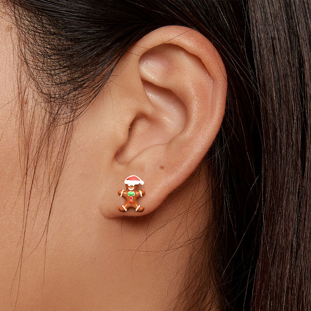 Gnoce Christmas Gingerbread Man Stud Earrings_5