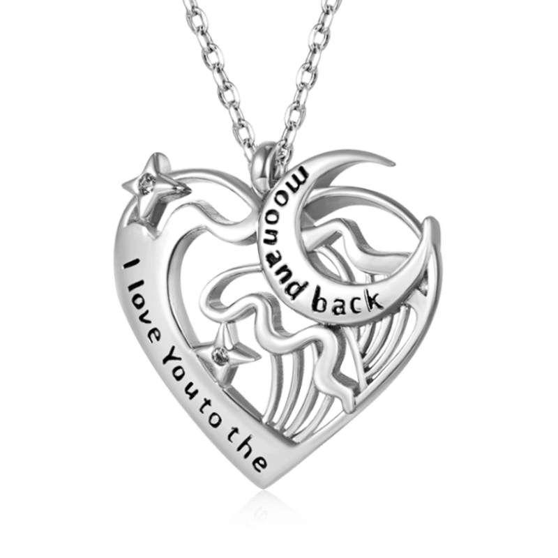 Gnoce "I love you to the moon and back" Love Heart Moon Necklace_1