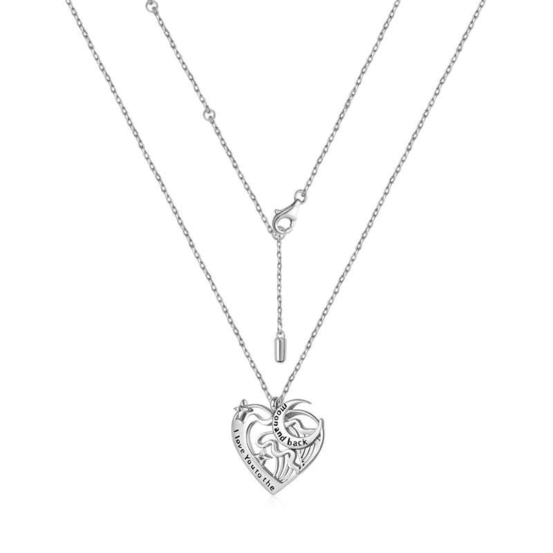 Gnoce "I love you to the moon and back" Love Heart Moon Necklace_3