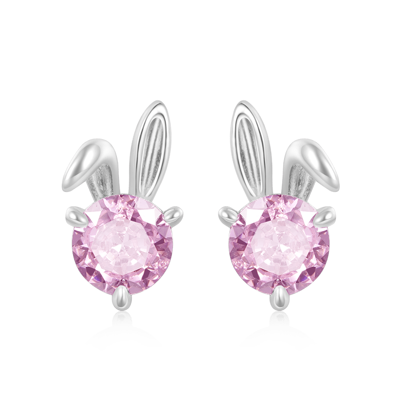 Gnoce Pink Rabbit Stud Earrings_2