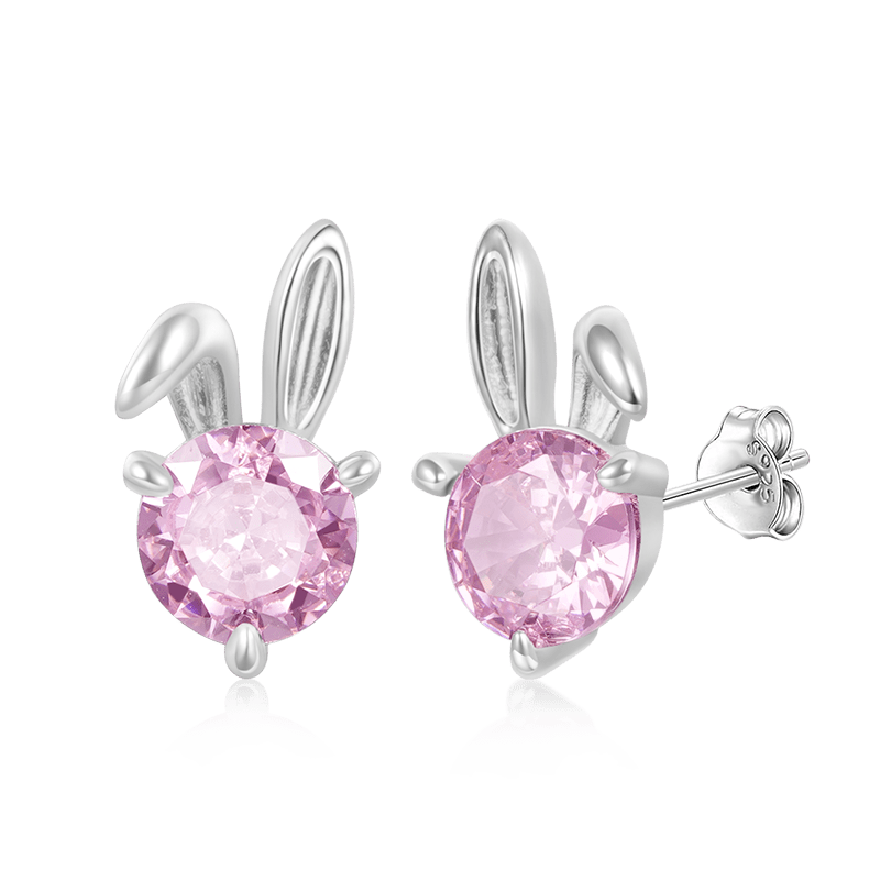 Gnoce Pink Rabbit Stud Earrings_1
