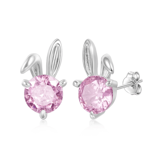 Gnoce Pink Rabbit Stud Earrings_1