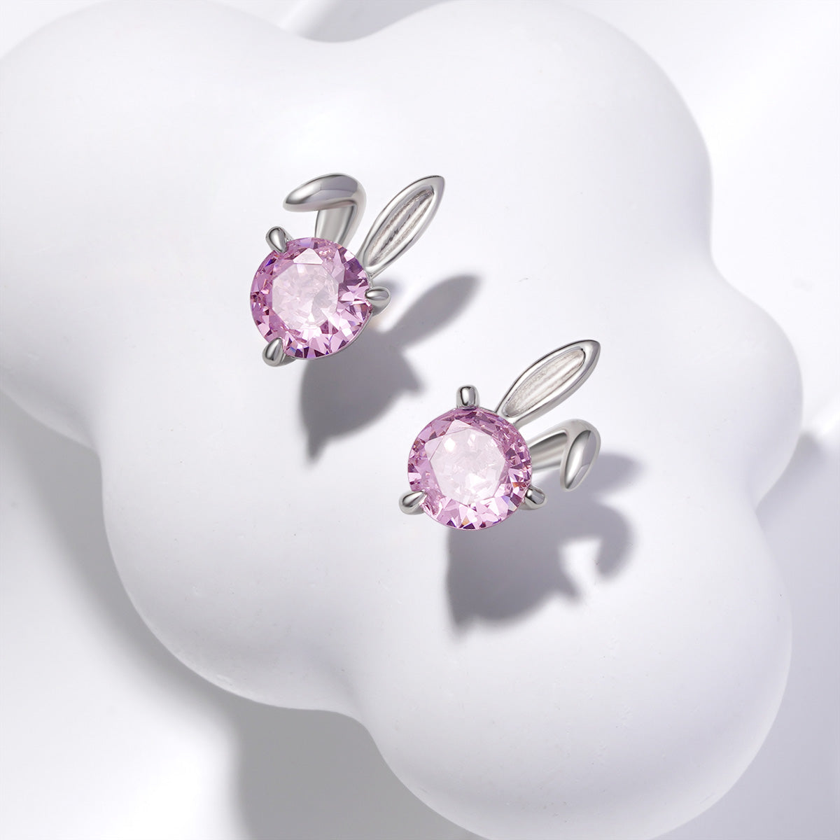 Gnoce Pink Rabbit Stud Earrings_3