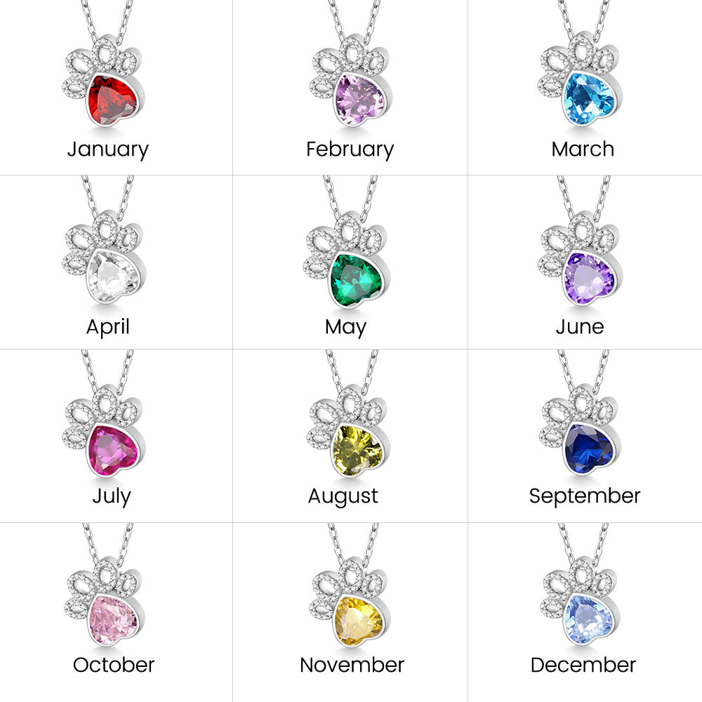 Gnoce Birthstone Cat paws Necklace_7