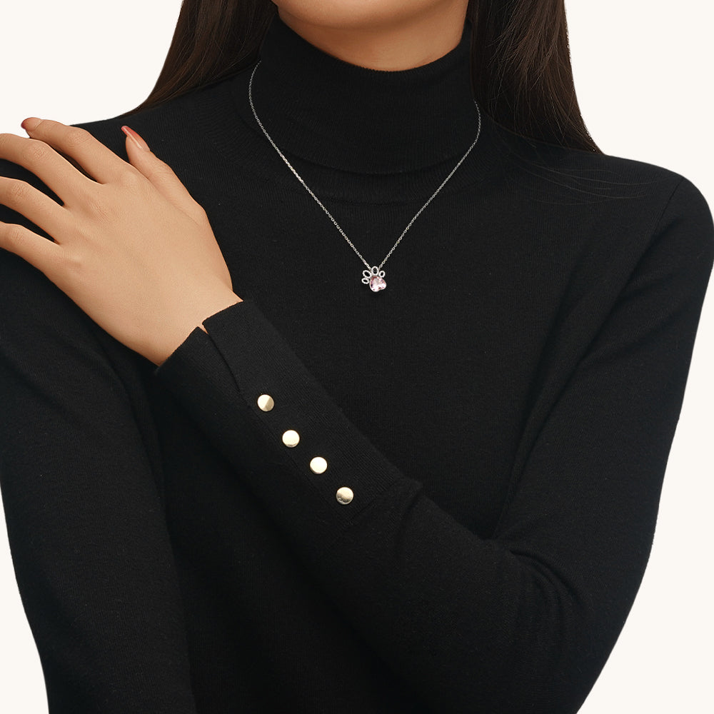 Gnoce Birthstone Cat paws Necklace_5