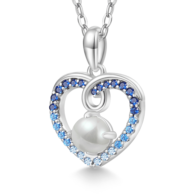 Gnoce Gradient Blue Heart Pearl Necklace_1