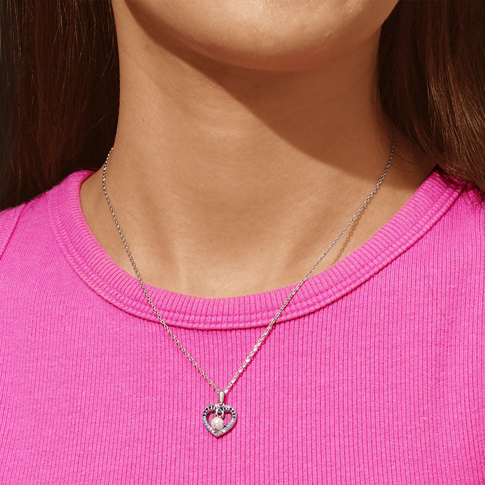 Gnoce Gradient Blue Heart Pearl Necklace_5