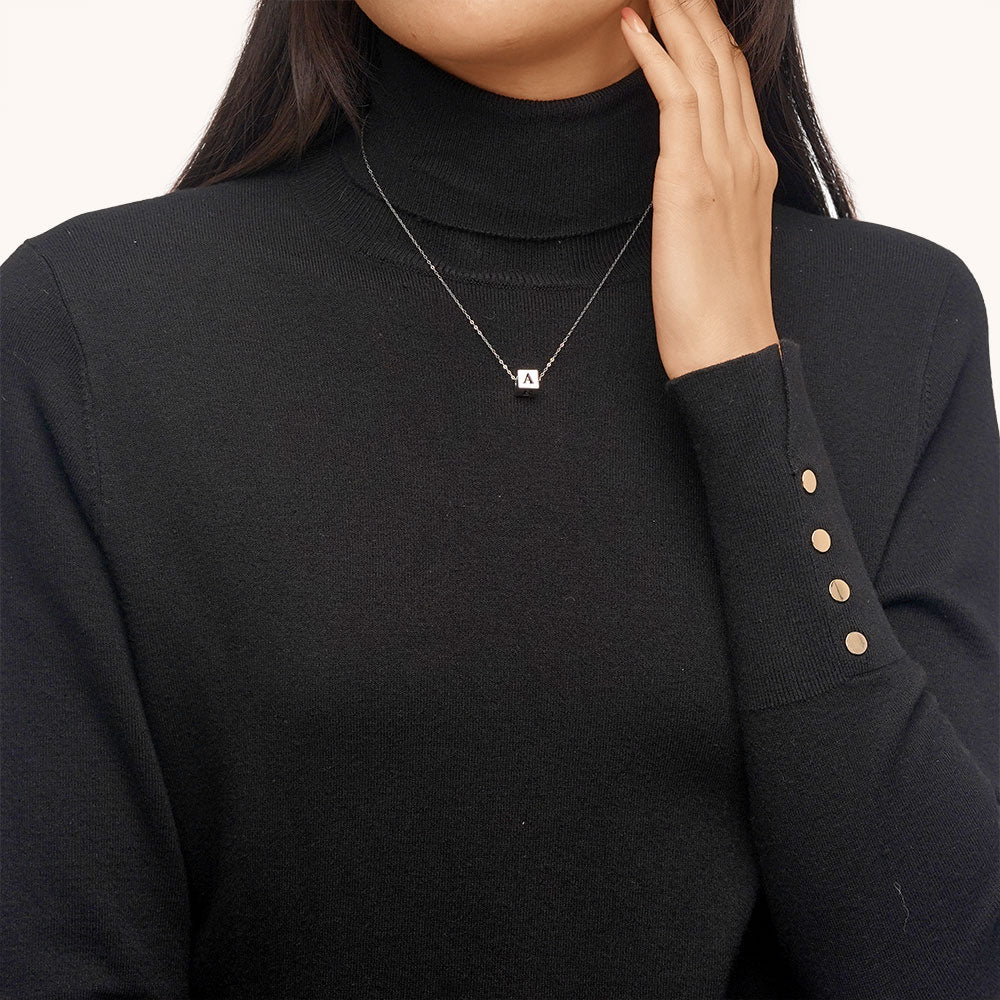 Gnoce Engravable Four-sided Letter Cube Necklace_4