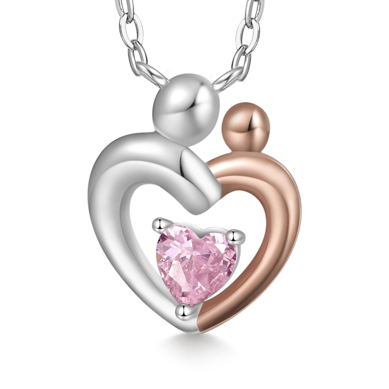 Gnoce Mother Child Hugging Birthstone Necklace_2