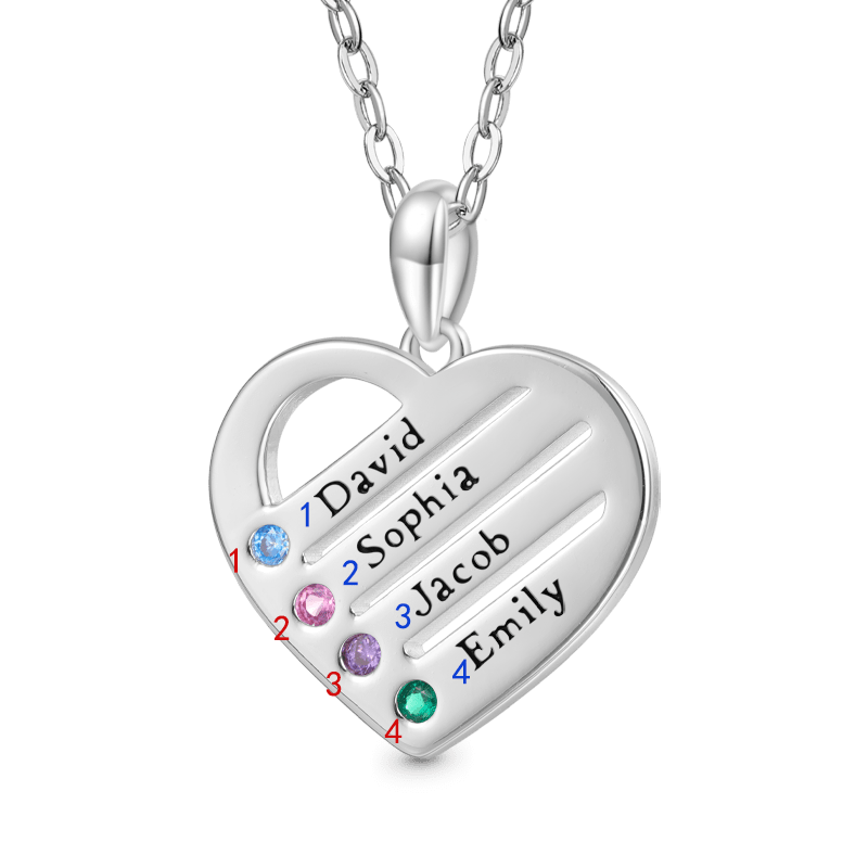 Gnoce Personalized Heart Family Multi Name Necklace_2
