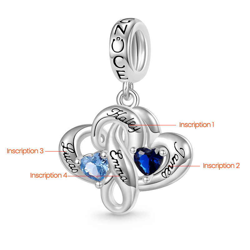 Gnoce Family Love Heart Engravable Pendant Dangle Charm_2