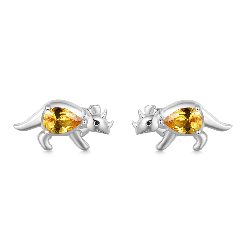 Gnoce Sparkling Triceratops Stud Earrings_2