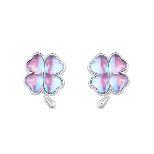 Gnoce Dazzling Colorful Lucky Clover Stud Earrings_1