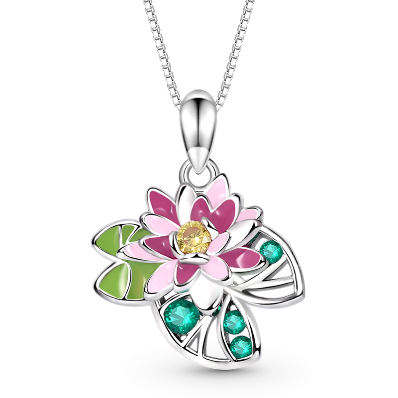 Gnoce Water Lotus flower Necklace_1