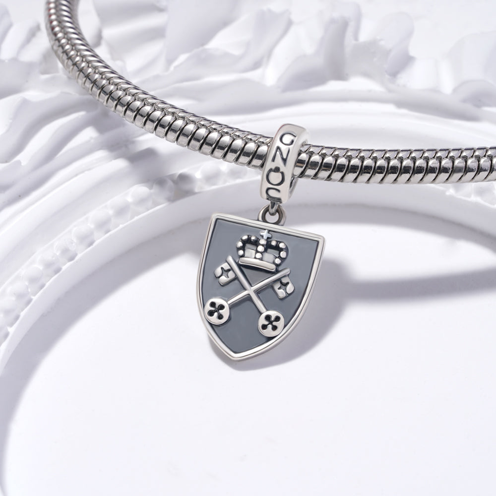 Gnoce Engravable Cross Key Shield Pendant Dangle Charm_3