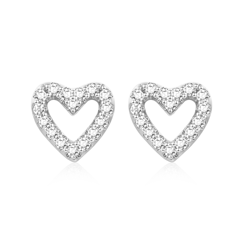 Gnoce Diamond Heart Stud Earrings_3