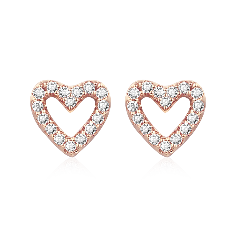 Gnoce Diamond Heart Stud Earrings_2
