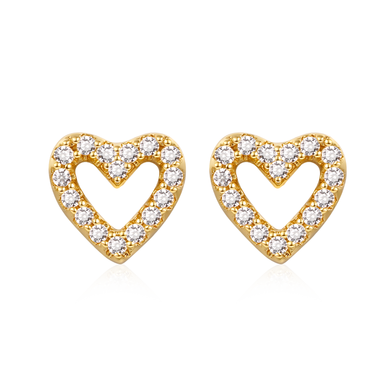 Gnoce Diamond Heart Stud Earrings_1
