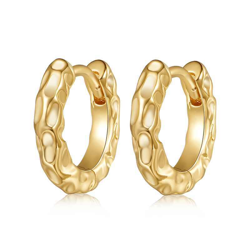 Gnoce Intricately Hammered Texture Hoop Earrings_1