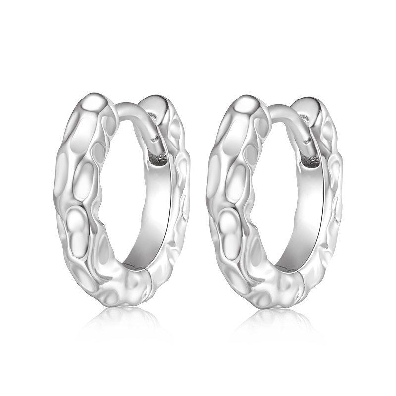 Gnoce Intricately Hammered Texture Hoop Earrings_3