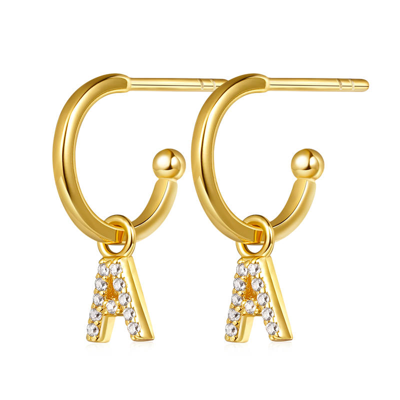 Gnoce Letter Drop Hoop Earrings_1