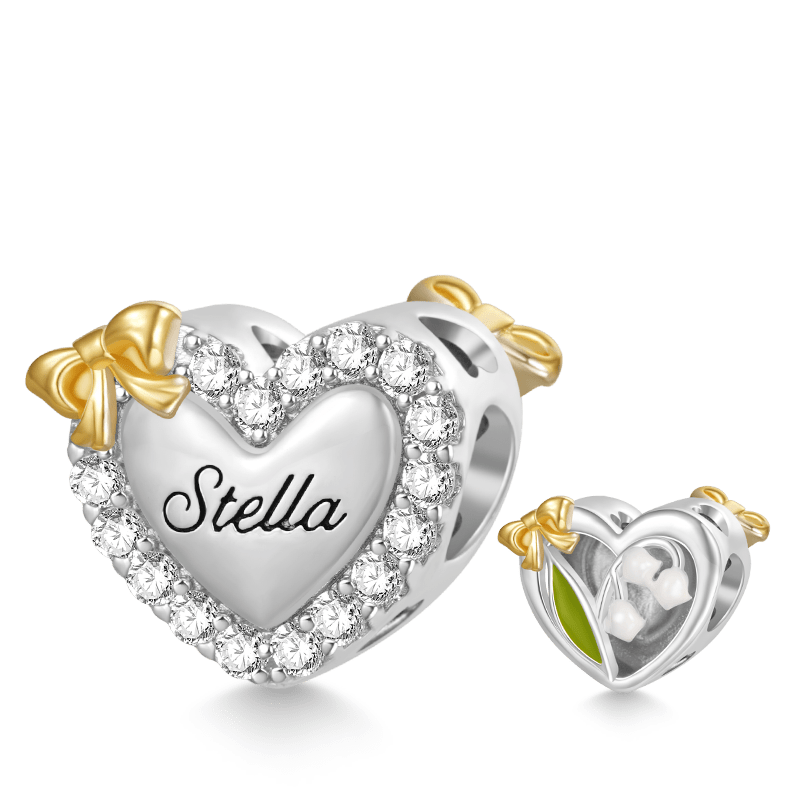 Gnoce Lily of the Valley Heart Engravable Name Charm_1