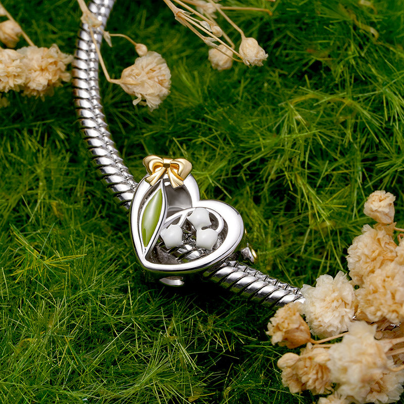 Gnoce Lily of the Valley Heart Engravable Name Charm_2