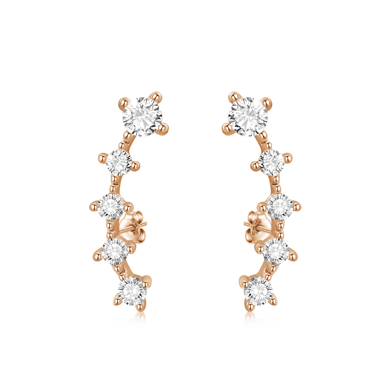 Gnoce Cubic Zirconia Ear Crawlers Earrings_2
