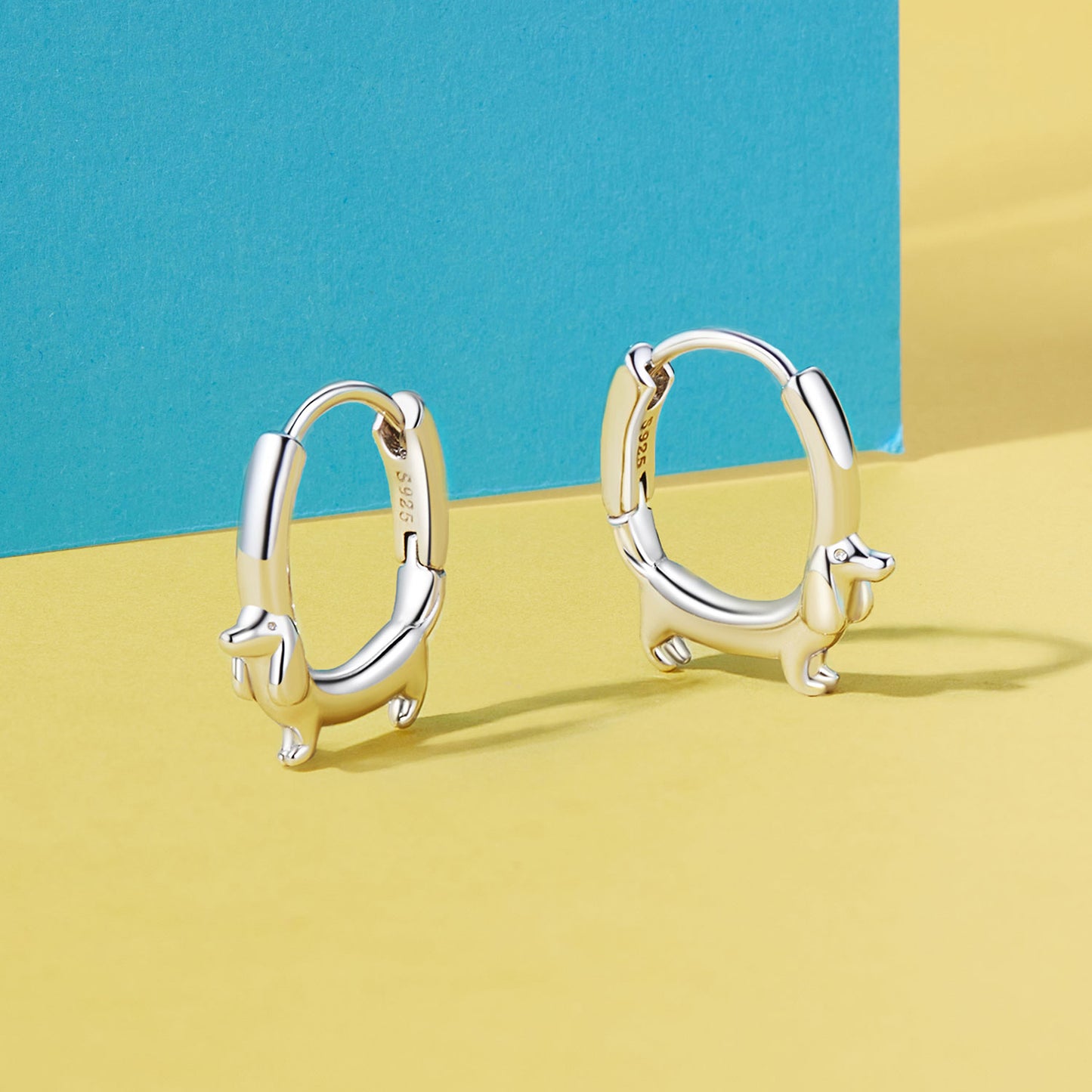 Gnoce Dachshund Cute Dog Hoop Earrings_2