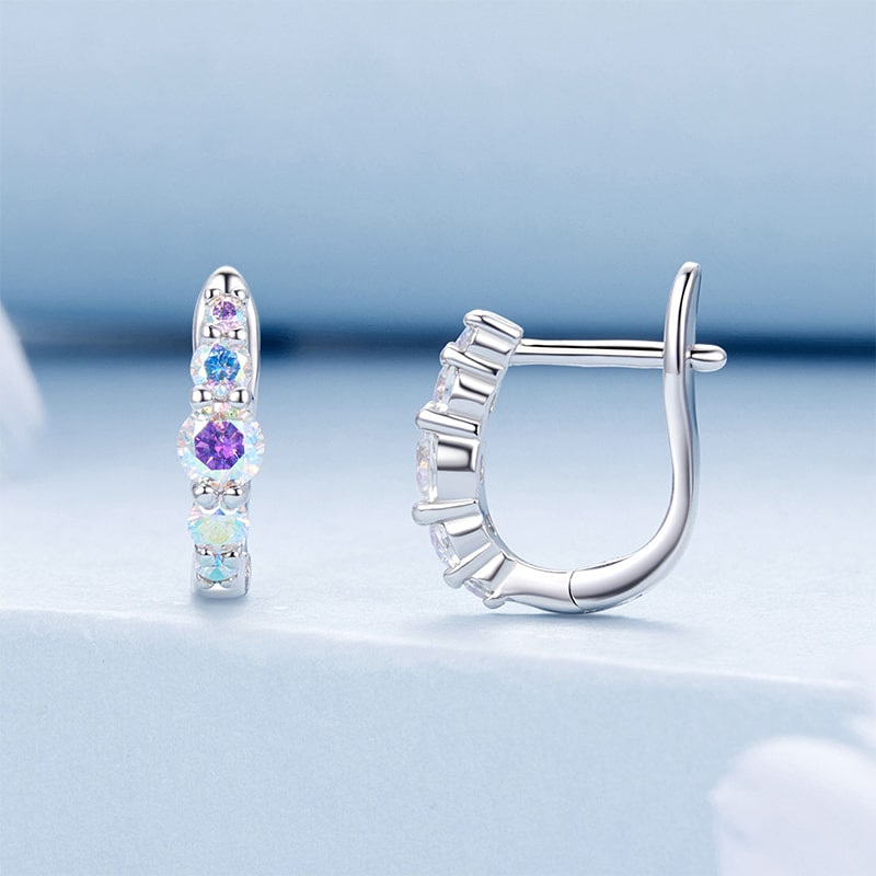 Gnoce Magic Multicolor U-shaped  Hoop Earrings_2