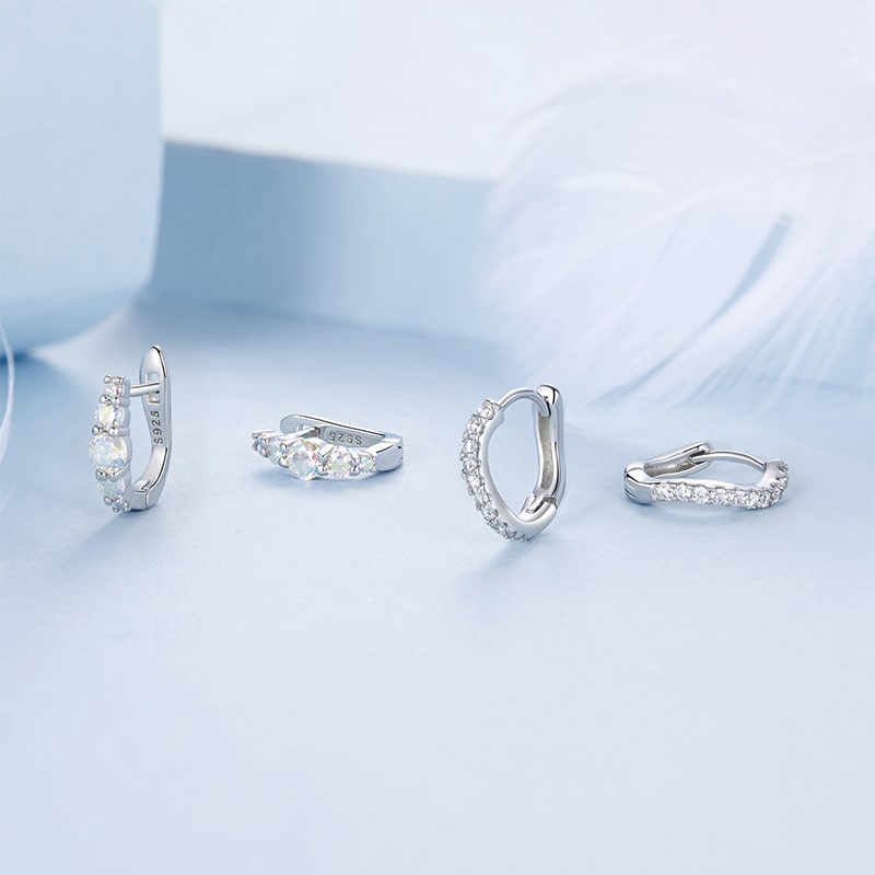 Gnoce Magic Multicolor U-shaped  Hoop Earrings_3