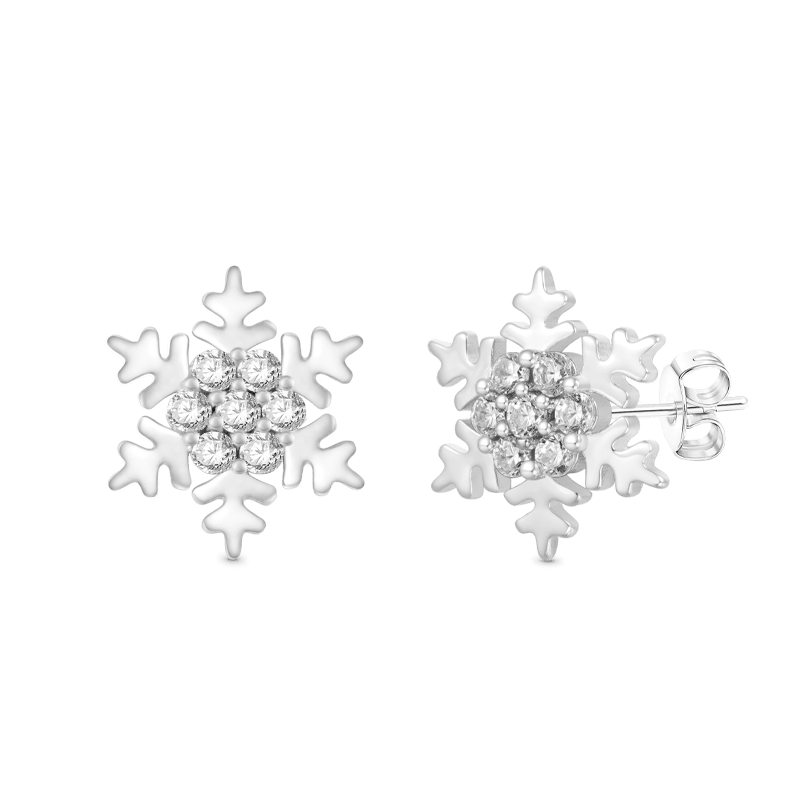 Gnoce Sparkling Snowflake Stud Earrings_2