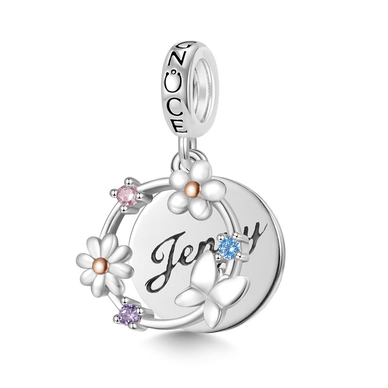 Gnoce Engravable Name Garland Butterfly Pendant Dangle Charm_1