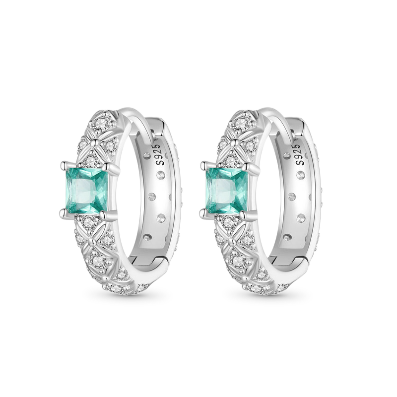 Gnoce Green Argyle Hoop Earrings_1
