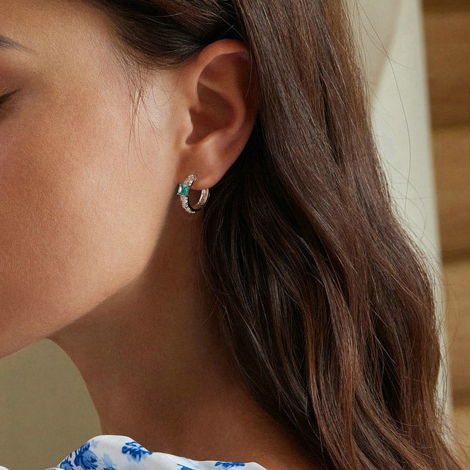 Gnoce Green Argyle Hoop Earrings_5