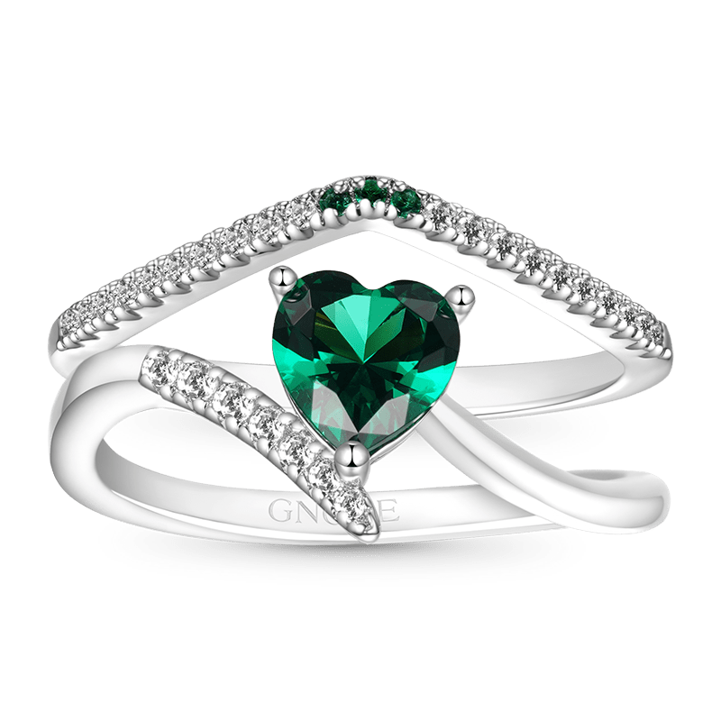 Gnoce Emerald Heart Cut Stackable Ring Set_1