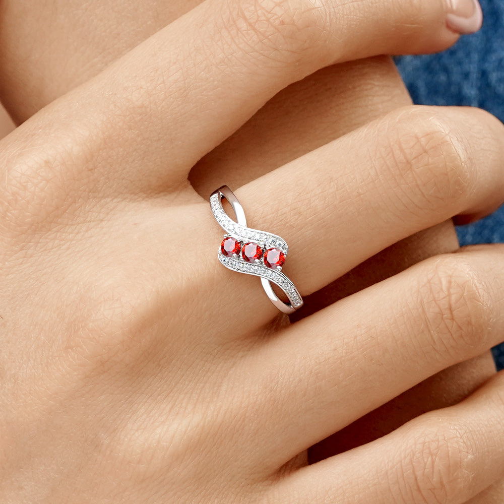 Gnoce Fashion White Diamond Crossover Birthstone Ring_6