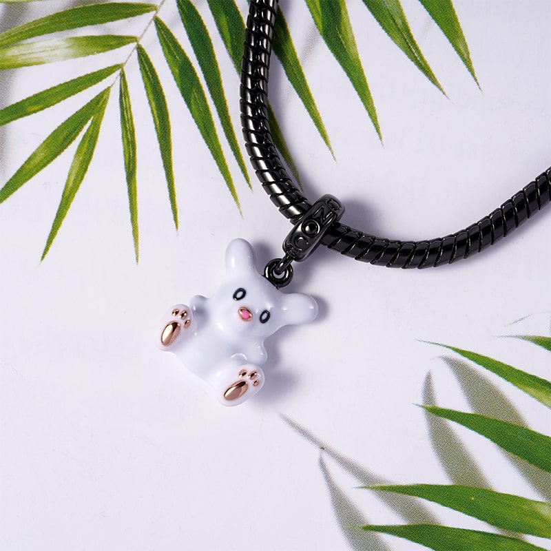 Sarah's Scribbles Bun Pendant Dangle Charm Sterling Silver 18k Rose Gold and Black Plated_2