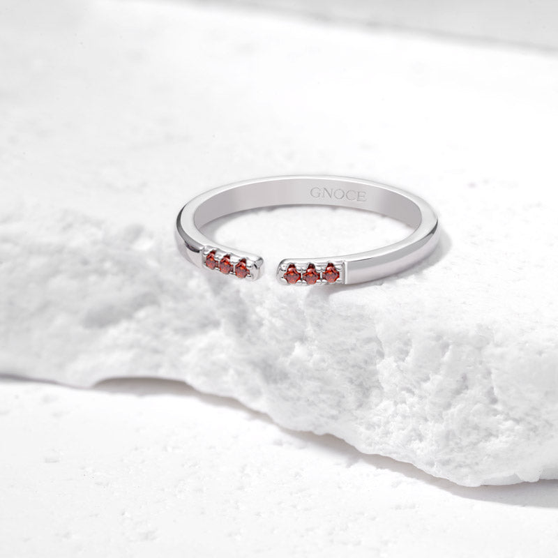 Gnoce Birthstone Simple Adjustable Ring_4
