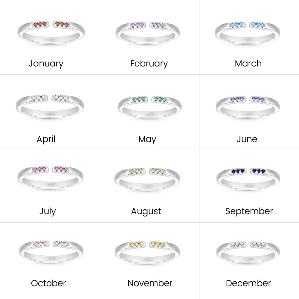 Gnoce Birthstone Simple Adjustable Ring_5