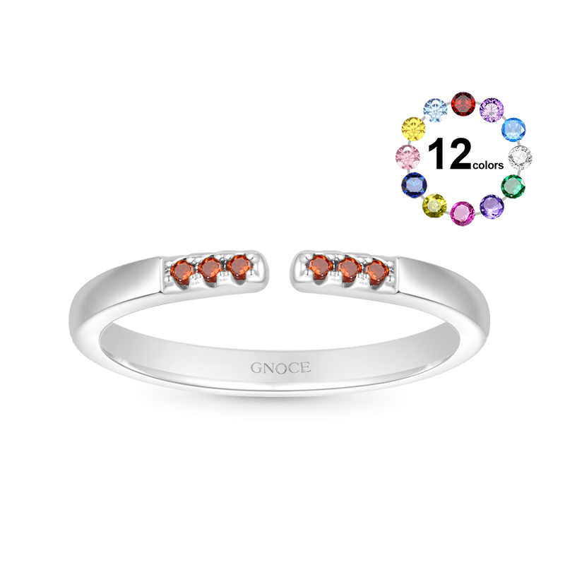 Gnoce Birthstone Simple Adjustable Ring_1