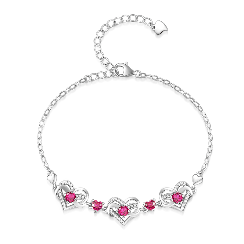 Gnoce Silver Infinite Love Heart Birthstone Bracelet_2