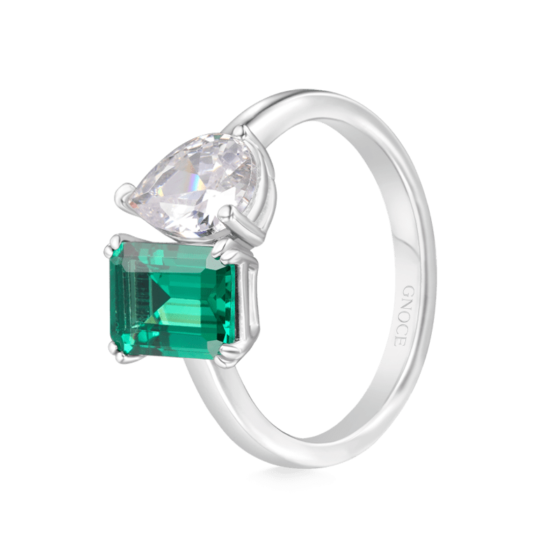 Gnoce Emerald Double Diamond Promise Ring_2